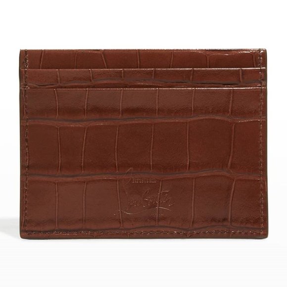 NWT Christian Louboutin Croc-Embossed Leather Card Holder